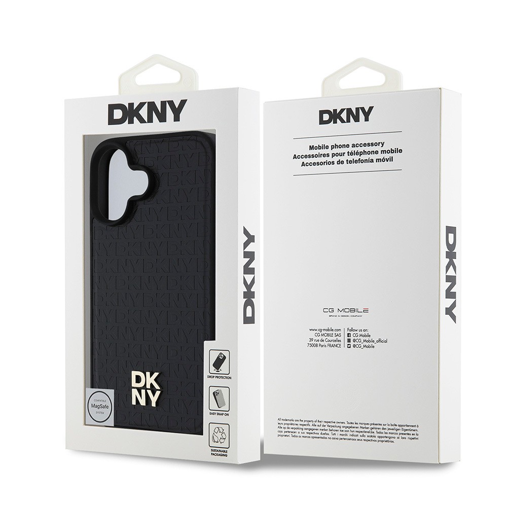 iPhone 16 Kılıf DKNY Orjinal Lisanslı Magsafe Şarj Özellikli 3D Yazılı Repeat Pattern Kılıf