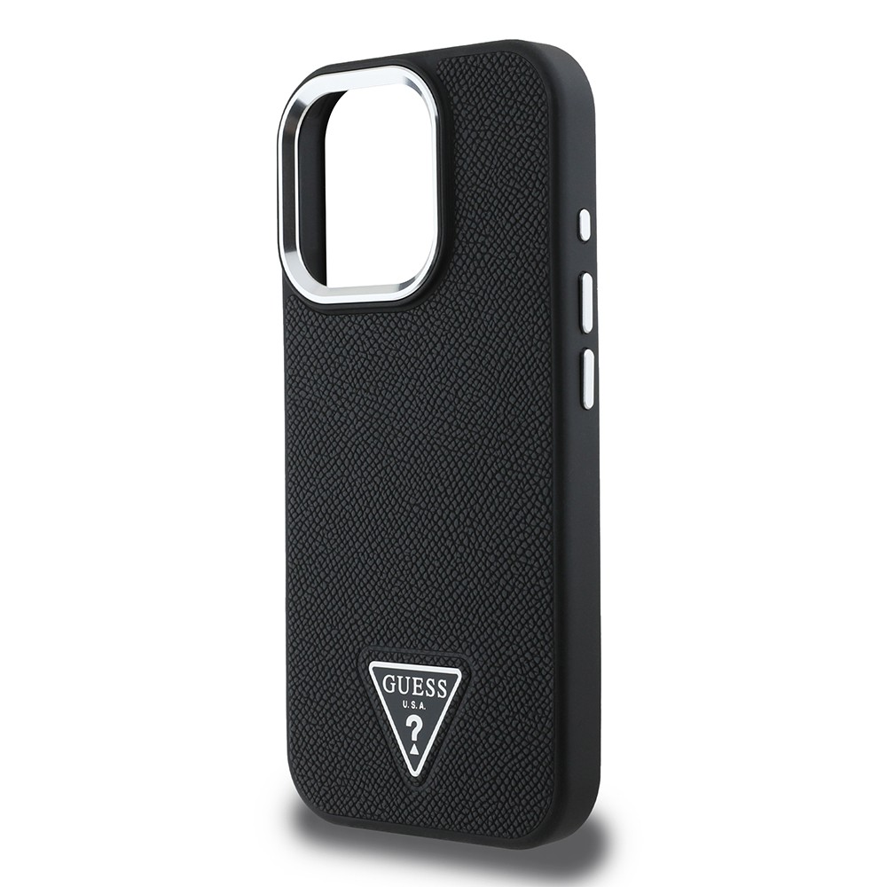 Apple iPhone 13 Pro Max Kılıf Guess Orjinal Lisanslı M-safe Şarj Özellikli Grained Triangle Kapak