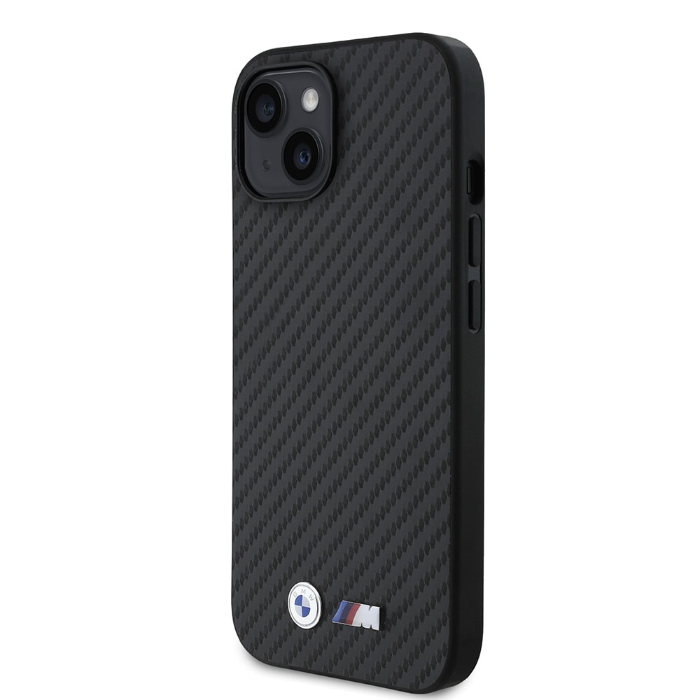 Apple iPhone 14 Kılıf BMW Orjinal Lisanslı Karbon Fiber Tasarımlı ve Metal Logolu PU Deri Kapak