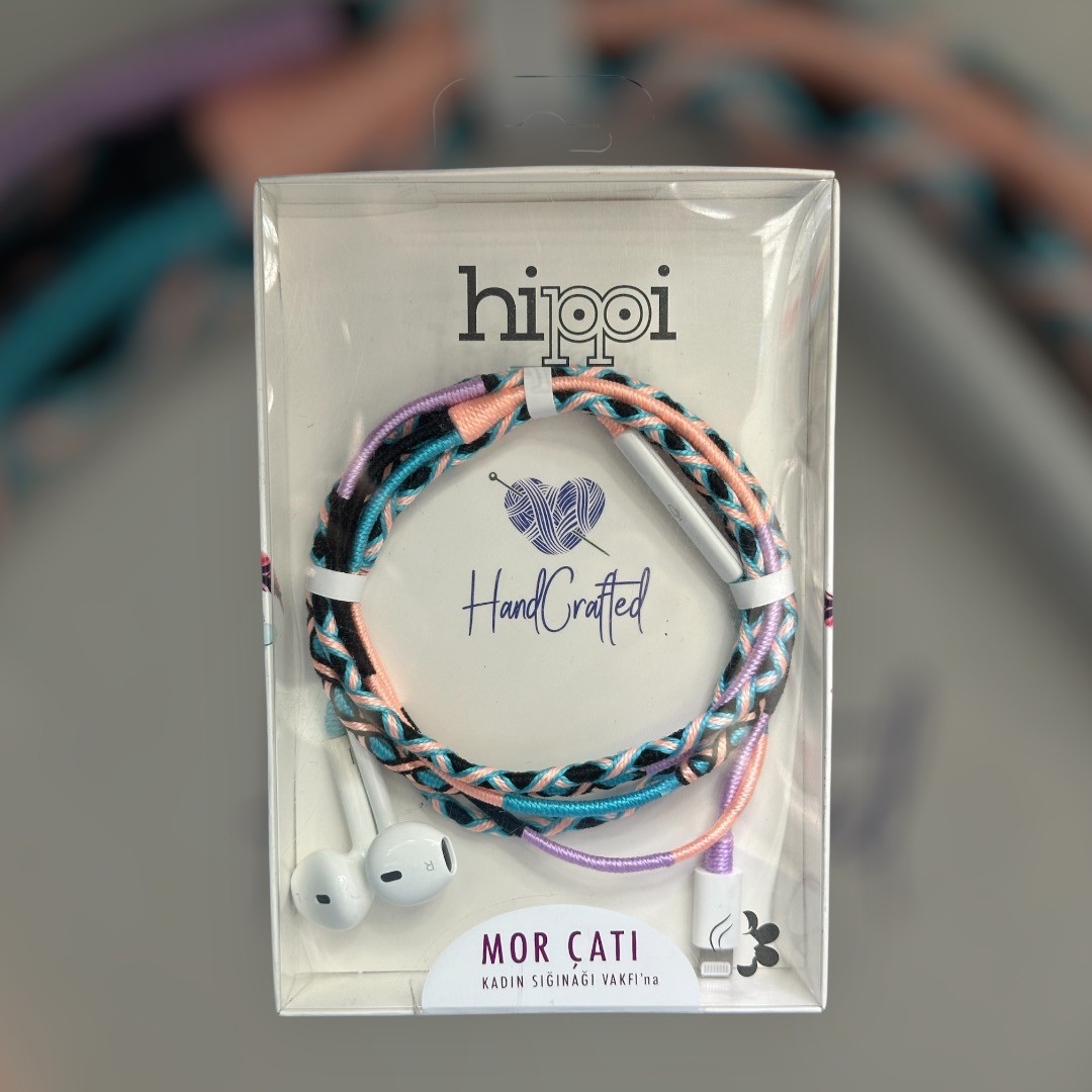 Hippi Water Flower EarPods iPhone Uyumlu El Emeği Örgülü Lightning Kablolu Kulaklık - Apple Lisanslı (Orijinal)