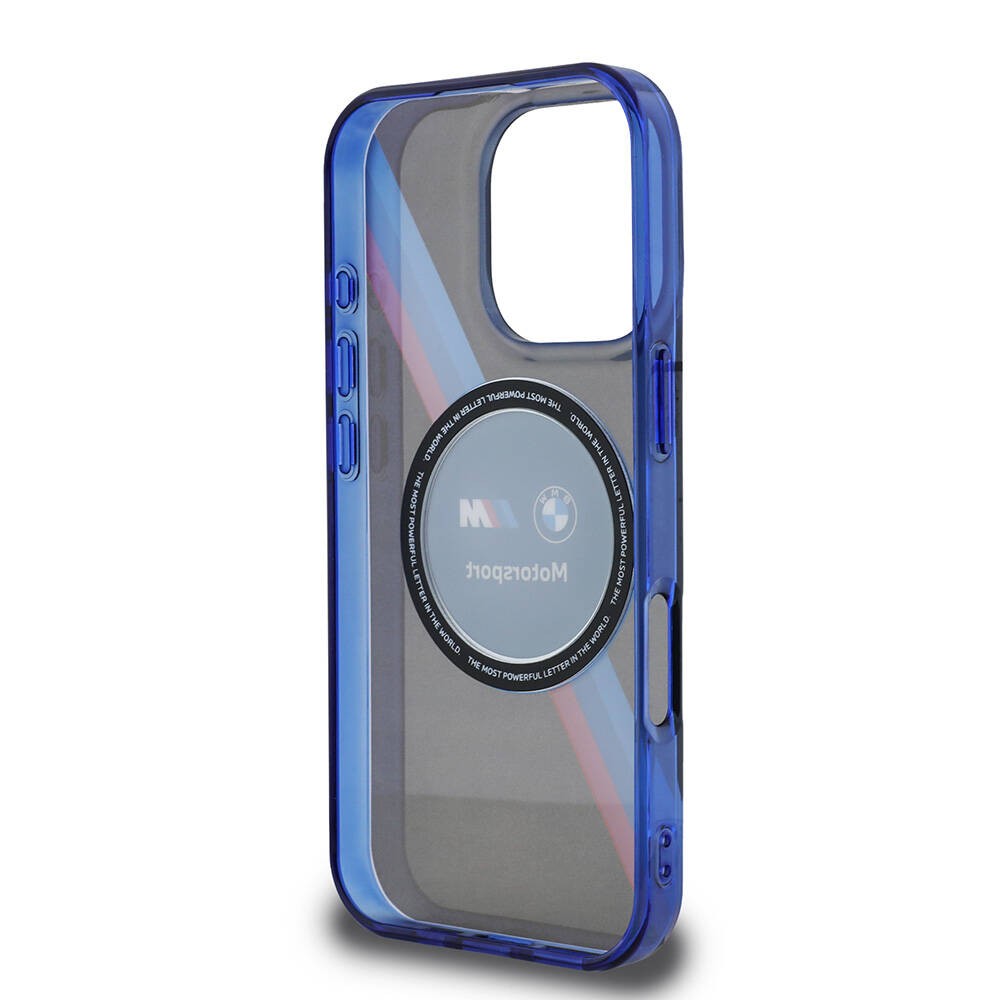 iPhone 16 Pro Max Kılıf BMW Orjinal Lisanslı Magsafe Şarj Özellikli M Logolu Üç Renk Çizgili Motorsport Circle Kılıf