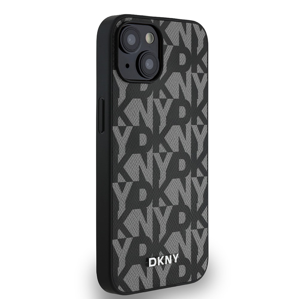 Apple iPhone 15 Kılıf DKNY Orjinal Lisanslı M-safe Şarj Özellikli 3D Yazılı Grid Pattern Kapak