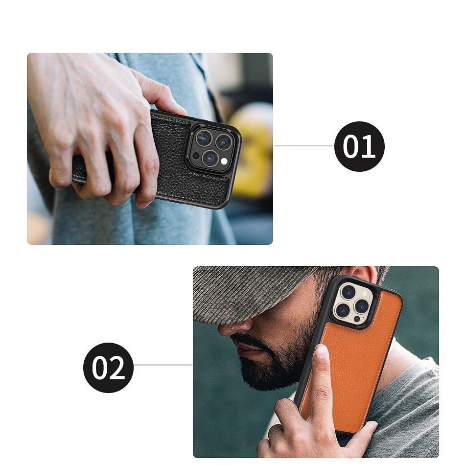 iPhone 13 Pro Max Kılıf Wiwu Genuine Leather Plastic Calfskin Orjinal Deri Kılıf