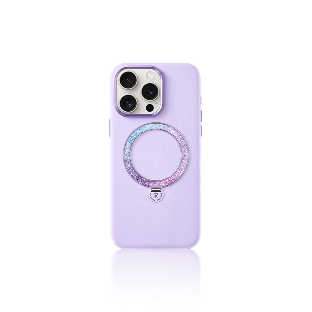 Apple iPhone 16 Pro Kılıf M-safe Şarj Özellikli Standlı Suni Deri Tasarımlı Pynana Dancing Circle Serisi Kapak