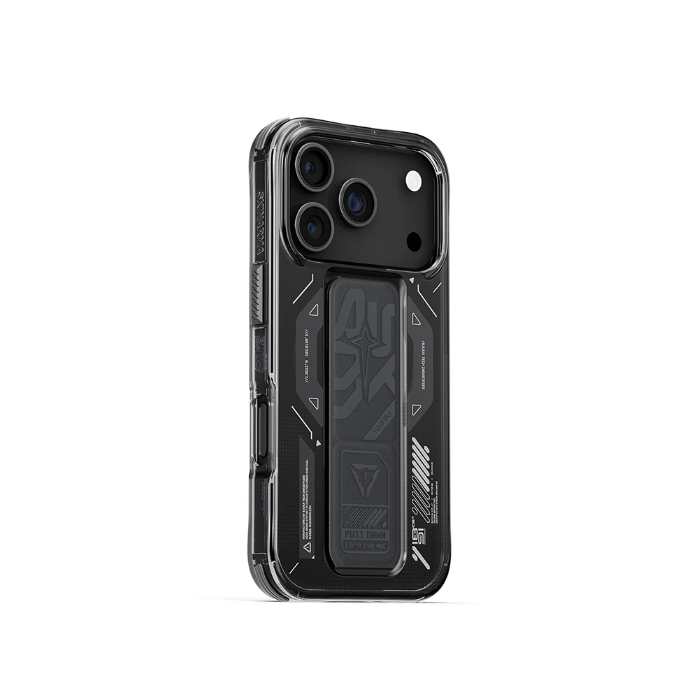 Apple iPhone 17 Pro Kılıf M-safe Şarj Özellikli Teknoloji Desenli Skinarma Helio Mag Charge Standlı Kapak