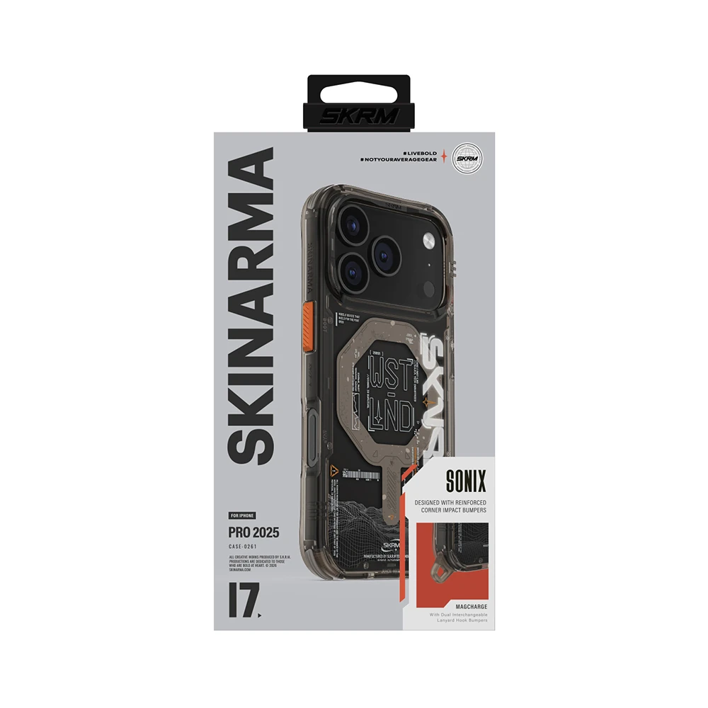 Apple iPhone 17 Pro Max Kılıf M-safe Şarj Özellikli Yazı Desenli Airbag Tasarımlı Skinarma Sonix Kapak