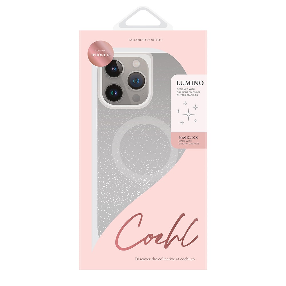 Apple iPhone 16 Kılıf M-safe Şarj Özellikli Simli Arka Yüzey Askı Aparatlı Coehl Lumino Kapak