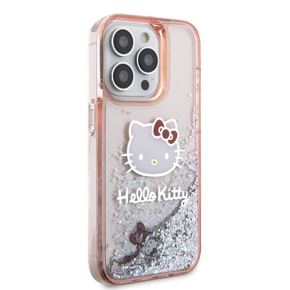 iPhone 15 Pro Kılıf Hello Kitty Orjinal Lisanslı İkonik Sıvılı Glitter Kılıf