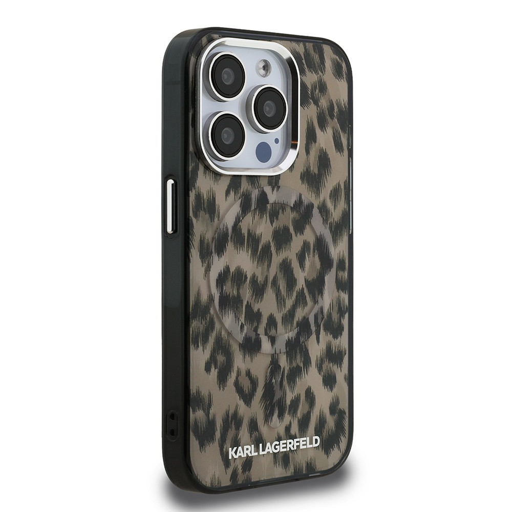 Apple iPhone 16 Pro Kılıf Karl Lagerfeld Orjinal Lisanslı IML Leopar Baskılı Kapak