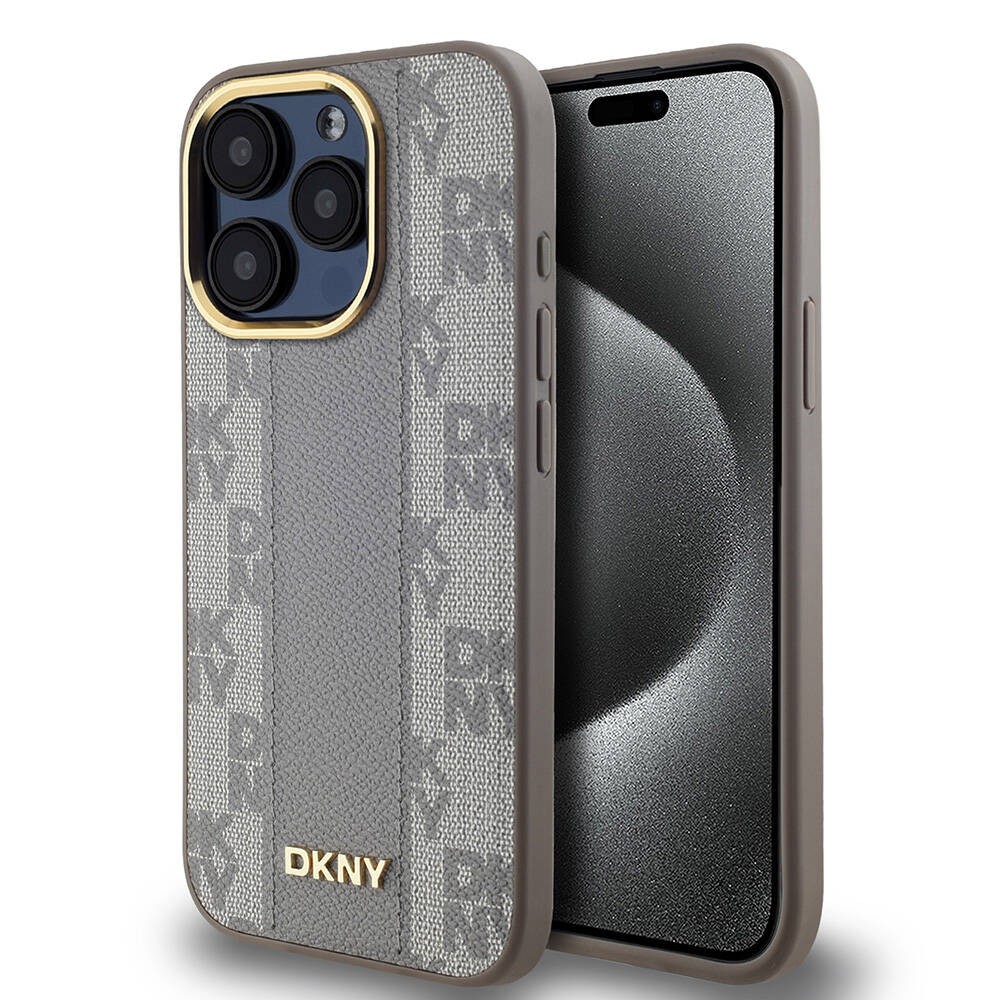 iPhone 15 Pro Kılıf DKNY Orjinal Lisanslı Magsafe Şarj Özellikli 3D Yazılı Checkered Pattern Kılıf