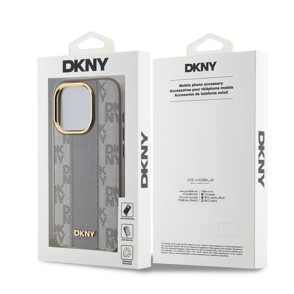 iPhone 15 Pro Max Kılıf DKNY Orjinal Lisanslı Magsafe Şarj Özellikli 3D Yazılı Checkered Pattern Kılıf