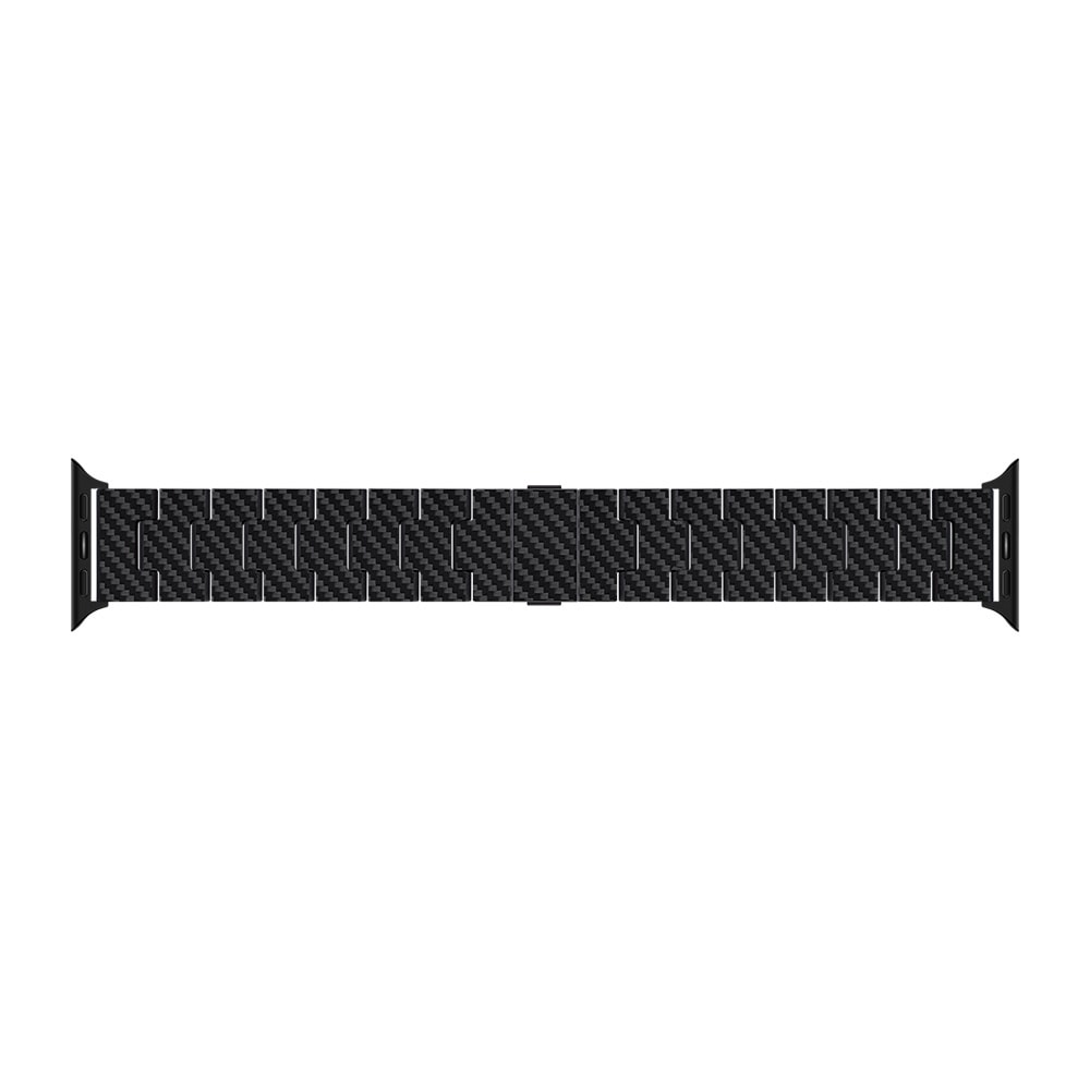 Apple Watch Serisi Uyumlu Karbon Fiber Pitaka Retro Serisi Black-Grey Twill Universal Kordon