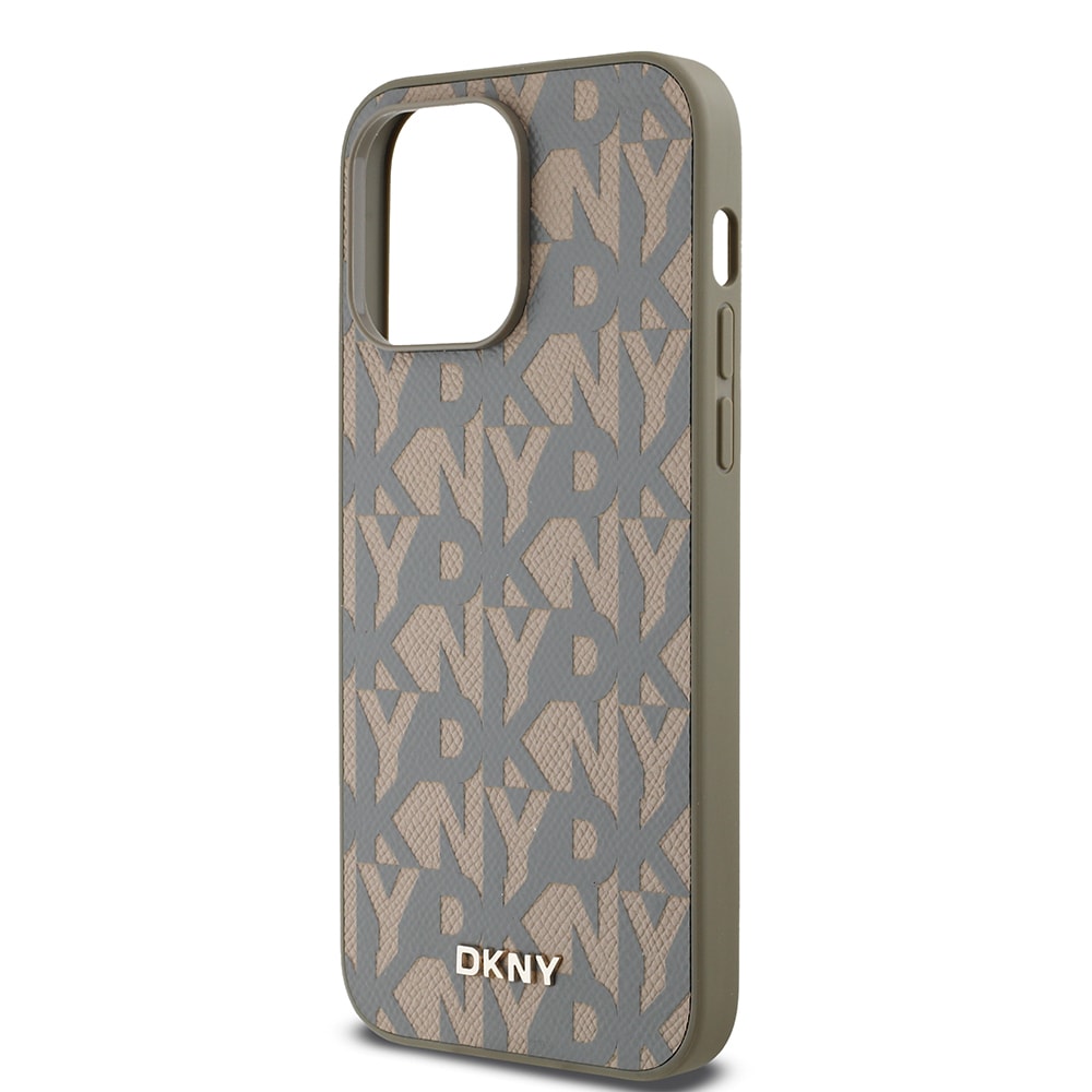 Apple iPhone 14 Pro Max Kılıf DKNY Orjinal Lisanslı M-safe Şarj Özellikli 3D Yazılı Grid Pattern Kapak