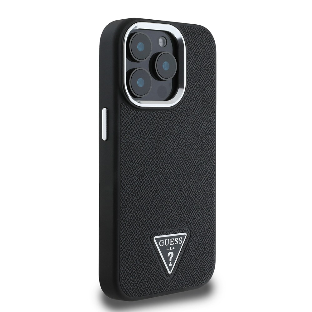 Apple iPhone 15 Pro Max Kılıf Guess Orjinal Lisanslı M-safe Şarj Özellikli Grained Triangle Kapak