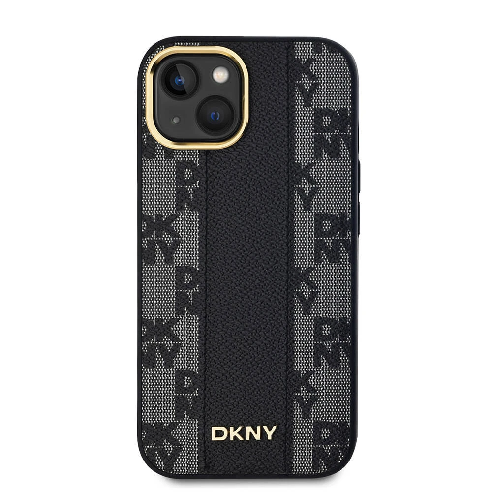 Apple iPhone 15 Kılıf DKNY Orjinal Lisanslı M-safe Şarj Özellikli 3D Yazılı Checkered Pattern Kapak