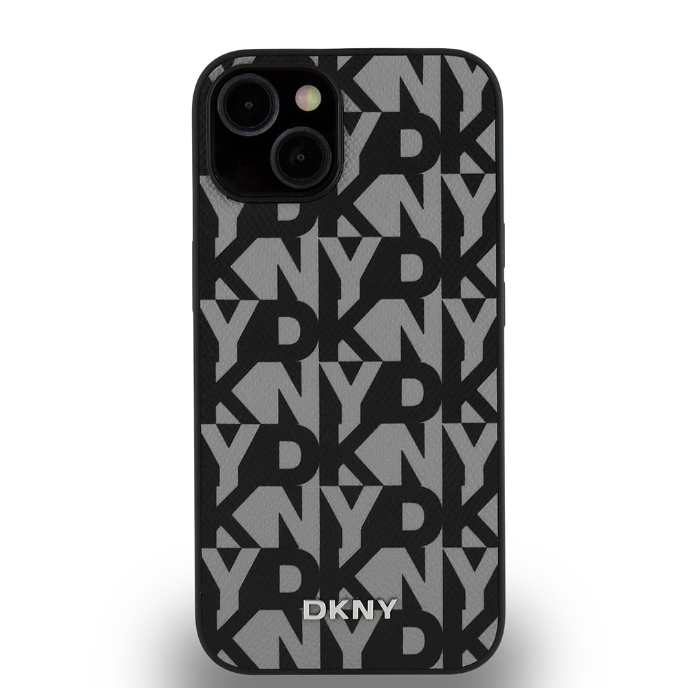 Apple iPhone 14 Kılıf DKNY Orjinal Lisanslı M-safe Şarj Özellikli 3D Yazılı Grid Pattern Kapak