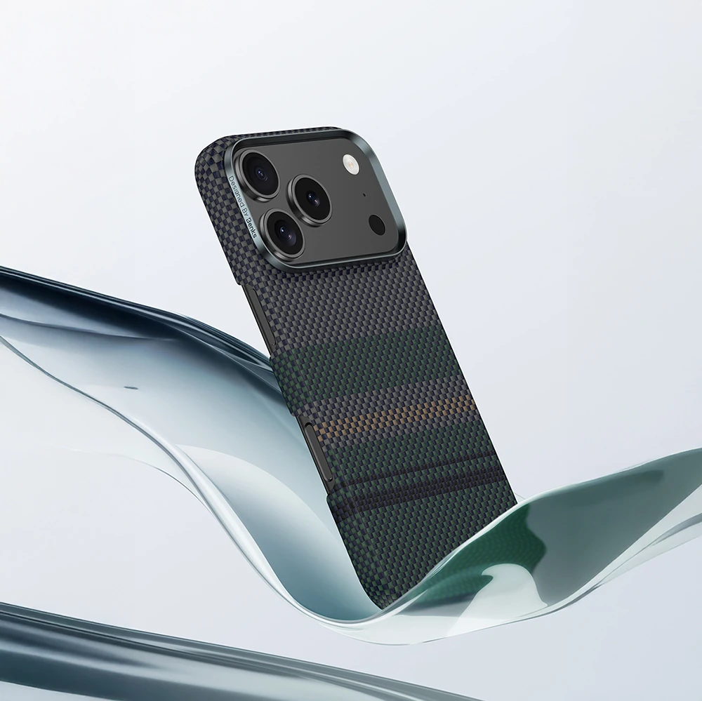 Apple iPhone 17 Kılıf M-safe Şarj Özellikli Karbon Fiber Tasarımlı Benks Aurora ArmorAir Kevlar Kapak