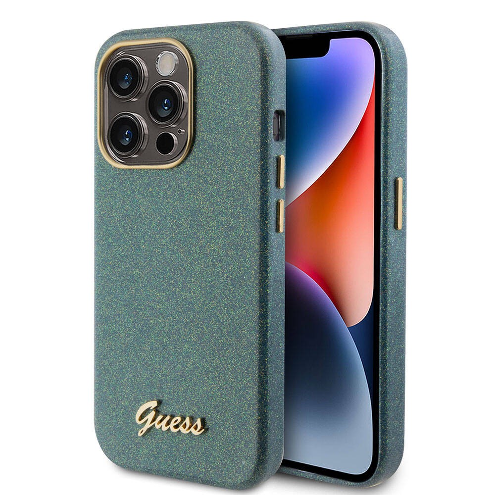 iPhone 15 Pro Kılıf Guess Orjinal Lisanslı Yazı Logolu Glitter Glossy Script Kılıf