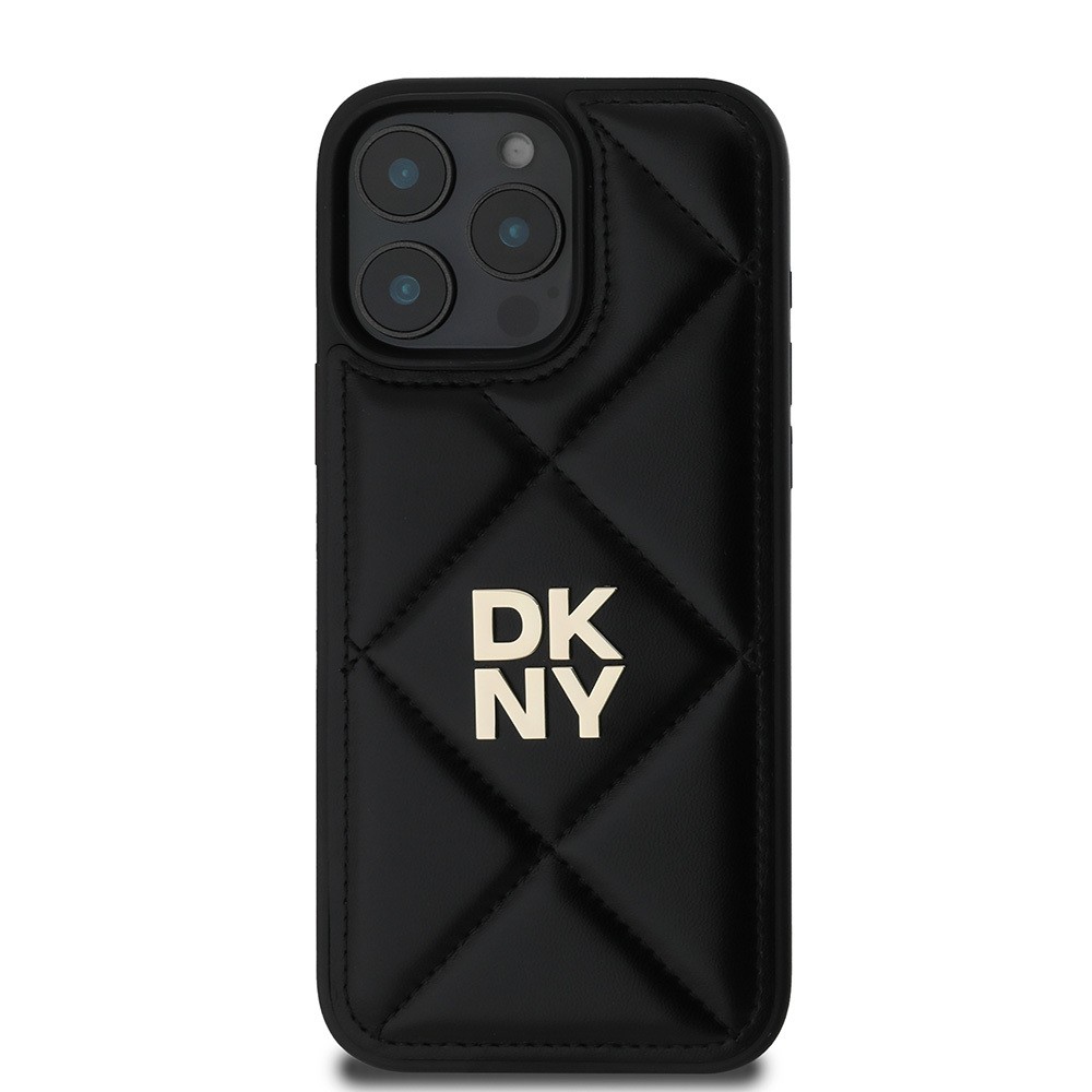 iPhone 16 Pro Max Kılıf DKNY Orjinal Lisanslı Kapitone Tasarımlı Metal Logolu Deri Kılıf