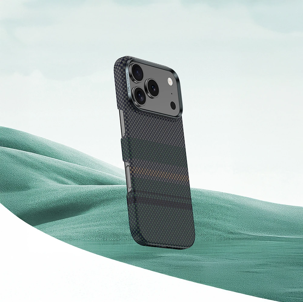 Apple iPhone 17 Air Kılıf M-safe Şarj Özellikli Karbon Fiber Tasarımlı Benks Aurora ArmorAir Kevlar Kapak