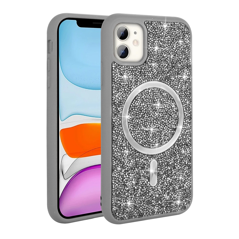 Apple iPhone 11 Kılıf Pırlanta Tasarımlı M-safe Şarj Özellikli Zore Mozaik Silikon Kapak