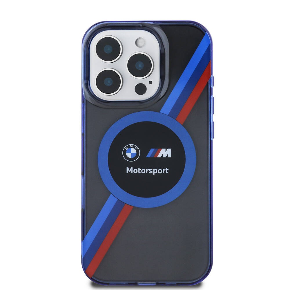 iPhone 16 Pro Max Kılıf BMW Orjinal Lisanslı Magsafe Şarj Özellikli M Logolu Üç Renk Çizgili Motorsport Circle Kılıf