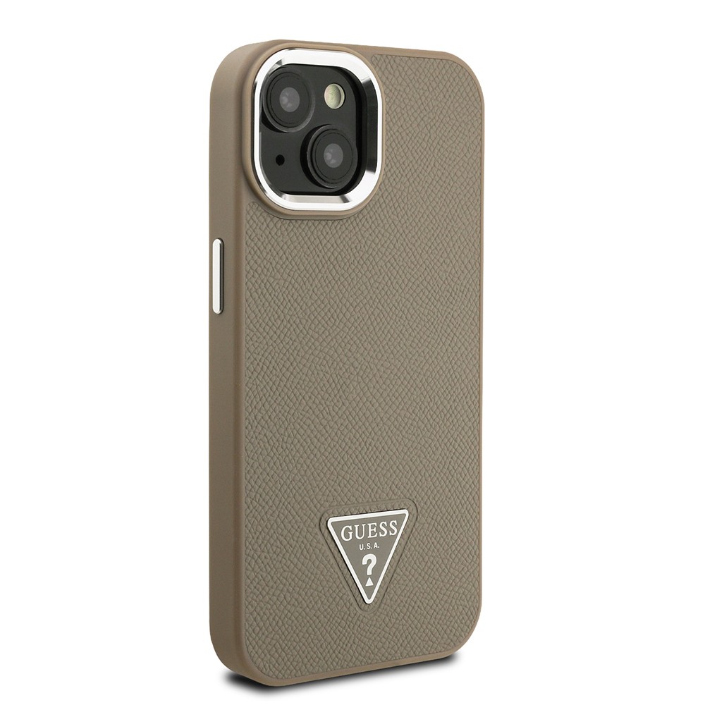 Apple iPhone 15 Kılıf Guess Orjinal Lisanslı M-safe Şarj Özellikli Grained Triangle Kapak
