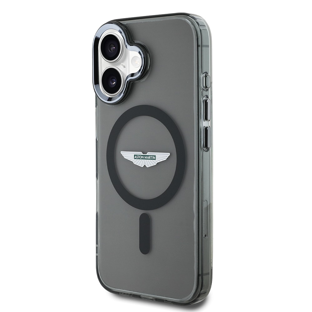 Apple iPhone 16 Kılıf Aston Martin Orjinal Lisanslı M-safe Şarj Özellikli IML Baskı Logolu Buzlu Kapak