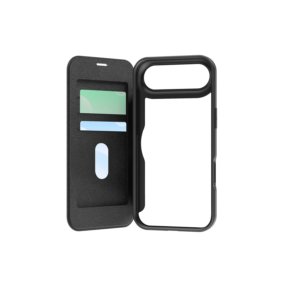 Apple iPhone 17 Air Kılıf M-Safe Şarj Özellikli Raptic Air Folio Şeffaf Kartlıklı Kapaklı Kılıf