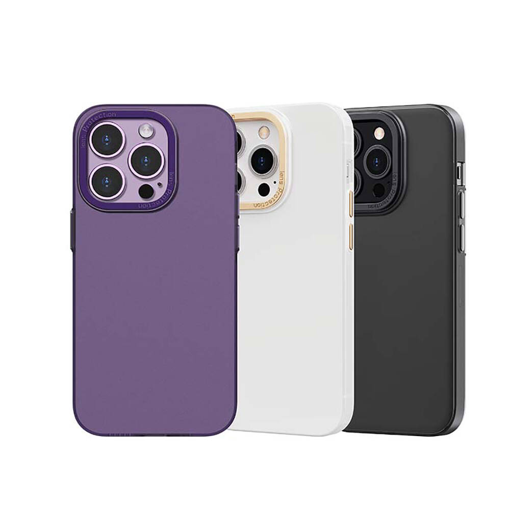 Apple iPhone 14 Kılıf Metal Kamera Çerçeveli Recci Glaze Serisi Kapak