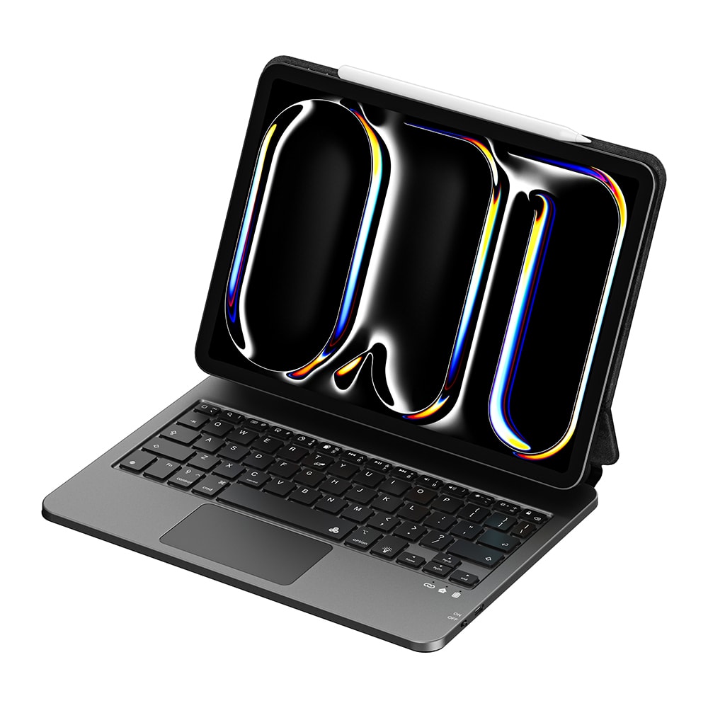 Apple iPad Pro 12.9 2021 (5.Nesil) Wiwu MK-003 Gizli Kalem Bölmeli Klavyeli Standlı Kılıf