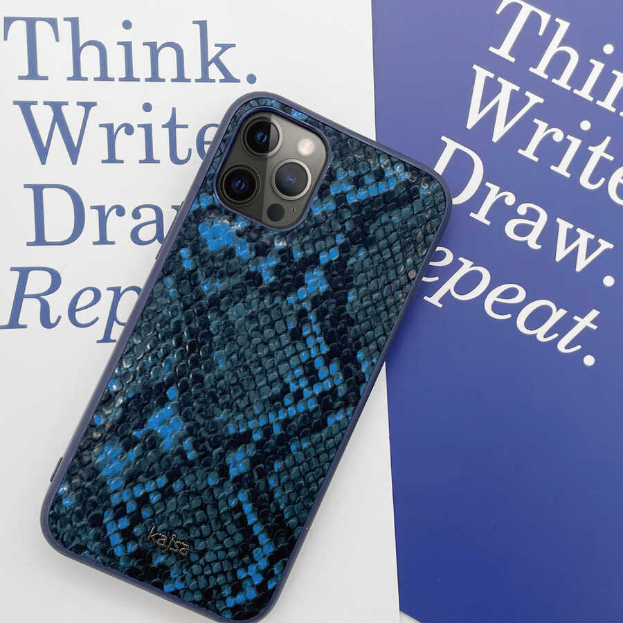 Apple iPhone 12 Kılıf Kajsa Glamorous Serisi Snake Pattern Kapak