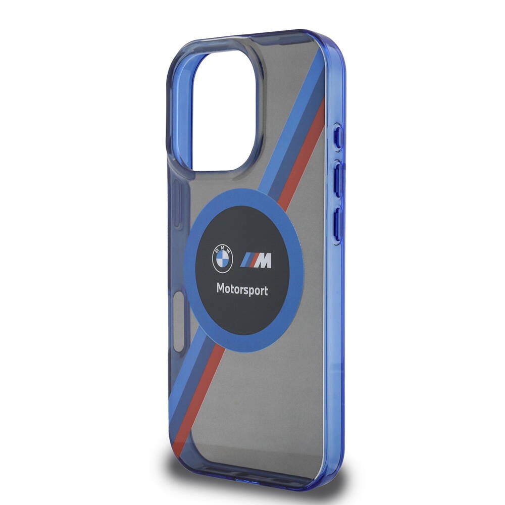 iPhone 16 Pro Max Kılıf BMW Orjinal Lisanslı Magsafe Şarj Özellikli M Logolu Üç Renk Çizgili Motorsport Circle Kılıf