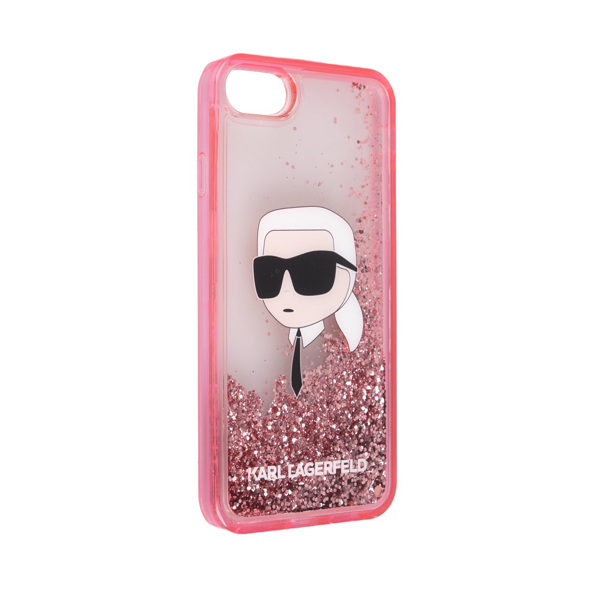 Apple iPhone SE 2020 Kılıf Karl Lagerfeld Sıvılı Simli Karl Head Dizayn Kapak