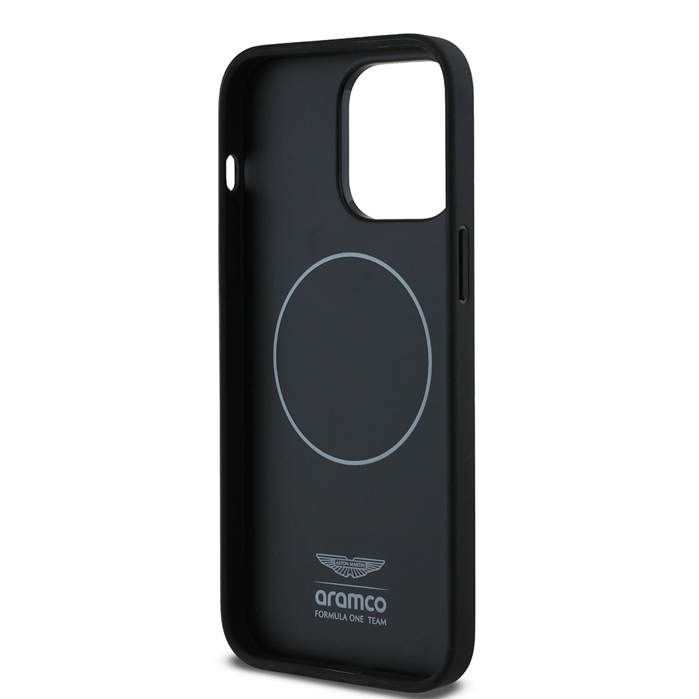 Apple iPhone 14 Pro Max Kılıf Aston Martin Orjinal Lisanslı M-safe Şarj Özellikli PU Deri Alonso 14 Baskılı Kapak