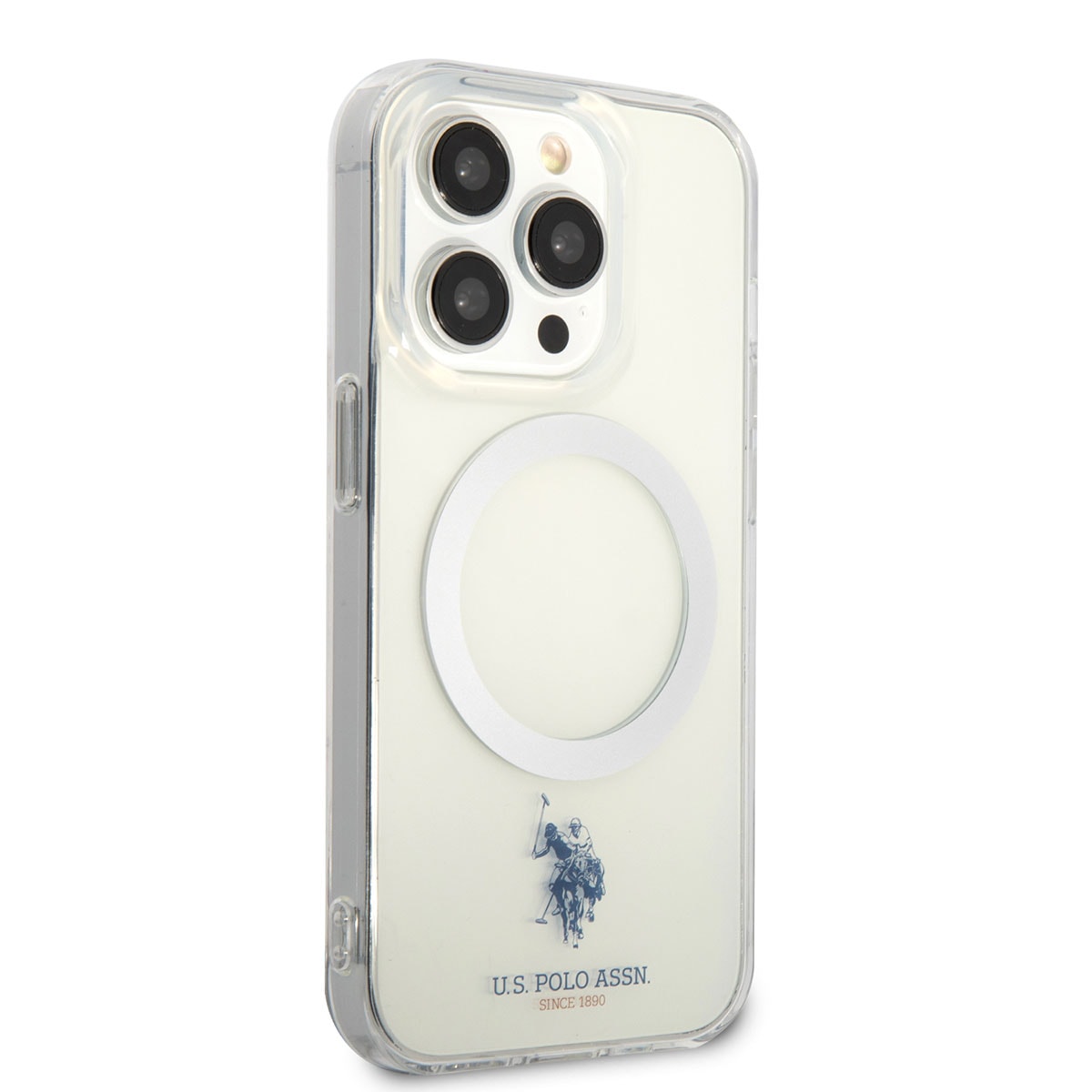 Apple iPhone 14 Pro Kılıf U.S. POLO ASSN. M-safe Şarj Özellikli Transparan Tasarım Kapak