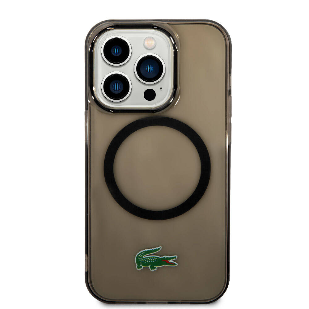 Apple iPhone 15 Pro Kılıf Lacoste Orjinal Lisanslı M-safe Şarj Özellikli Transparan Timsah Logo Baskılı Kapak