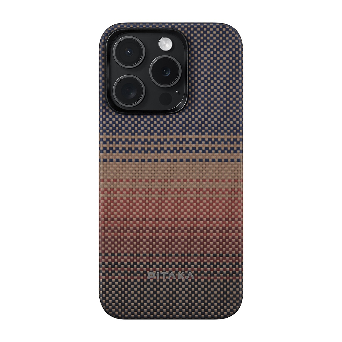 iPhone 15 Pro Kılıf Magsafe Şarj Özellikli Aramid Fiber Pitaka Tactile Woven Sunset-Moonrise Serisi Sunset Kılıf