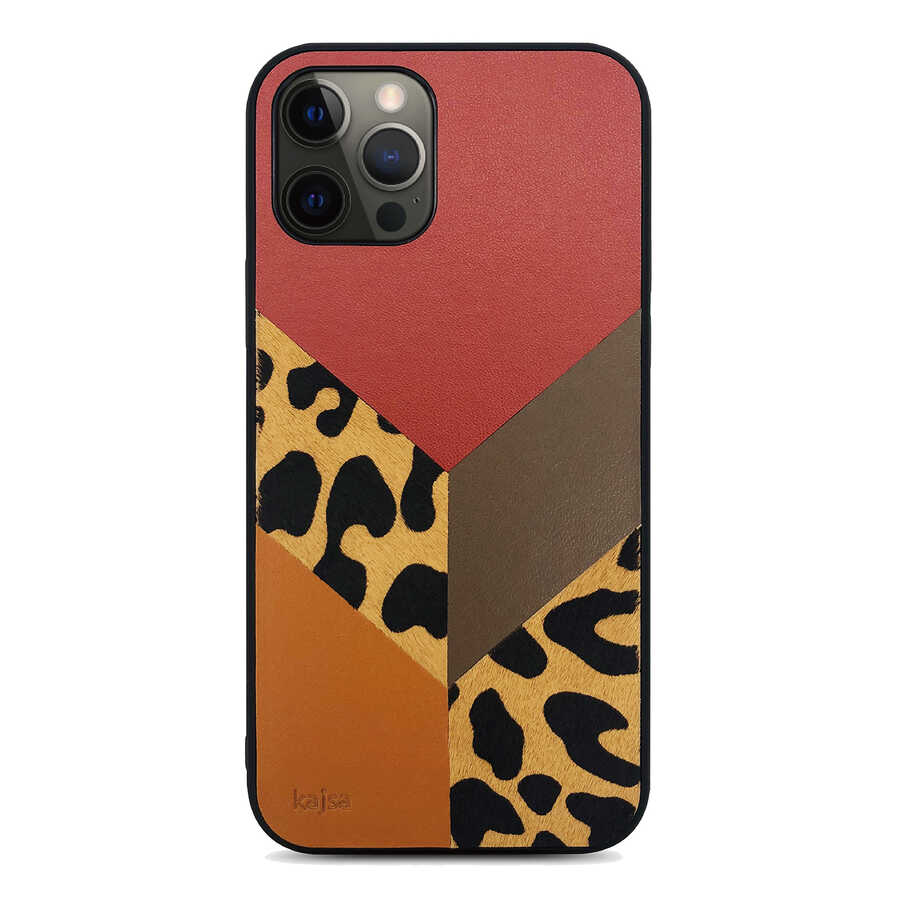 Apple iPhone 12 Pro Kılıf Kajsa Glamorous Serisi Leopard Combo Kapak