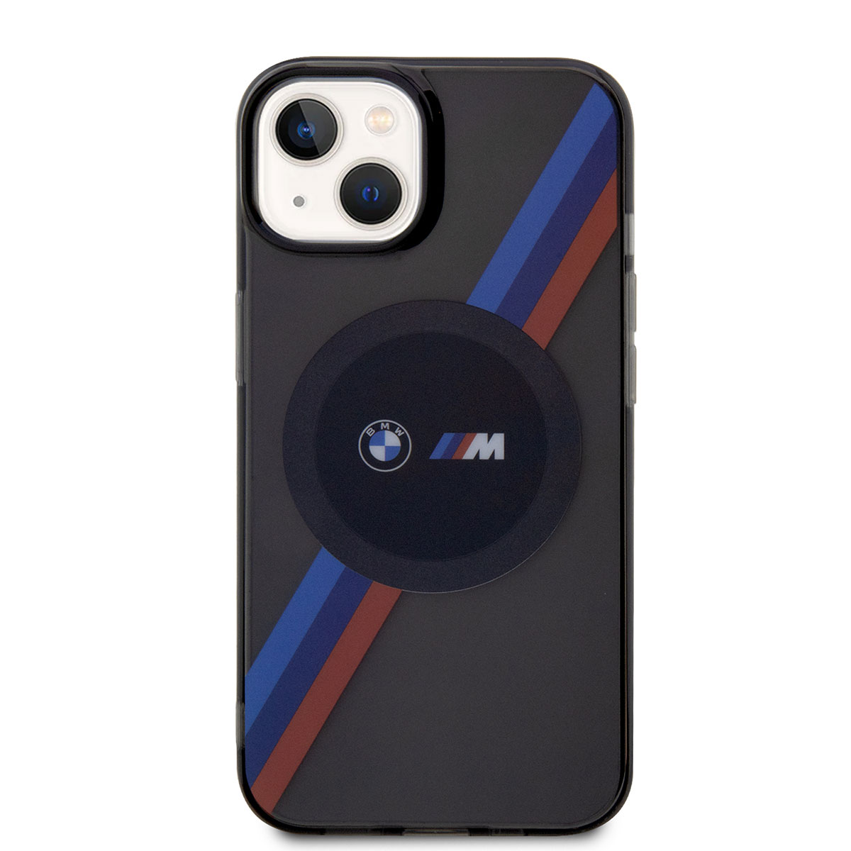 Apple iPhone 14 Kılıf BMW M-safe Şarj Özellikli Transparan 3 Renkli Şerit Dizayn Kapak