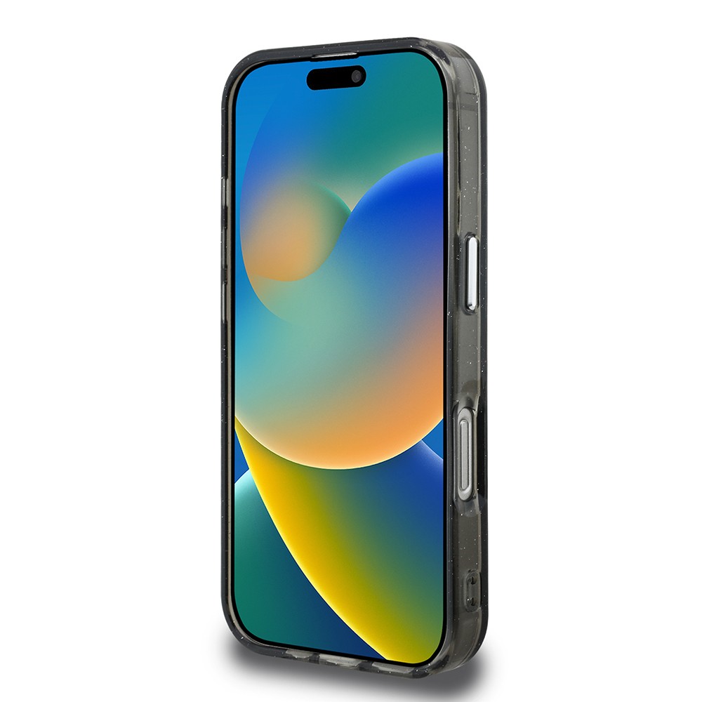 Apple iPhone 16 Pro Max Kılıf Karl Lagerfeld Orjinal Lisanslı Parlayan Simli Karl & Choupette Sketch Logo Kapak