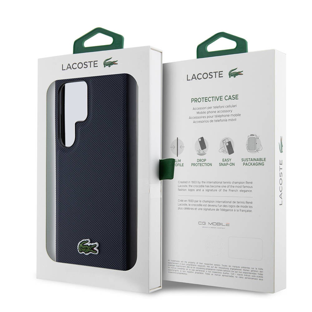 Galaxy S24 Ultra Kılıf Lacoste Orjinal Lisanslı PU Pike Desenli Arka Yüzey İkonik Timsah Dokuma Logolu Kılıf