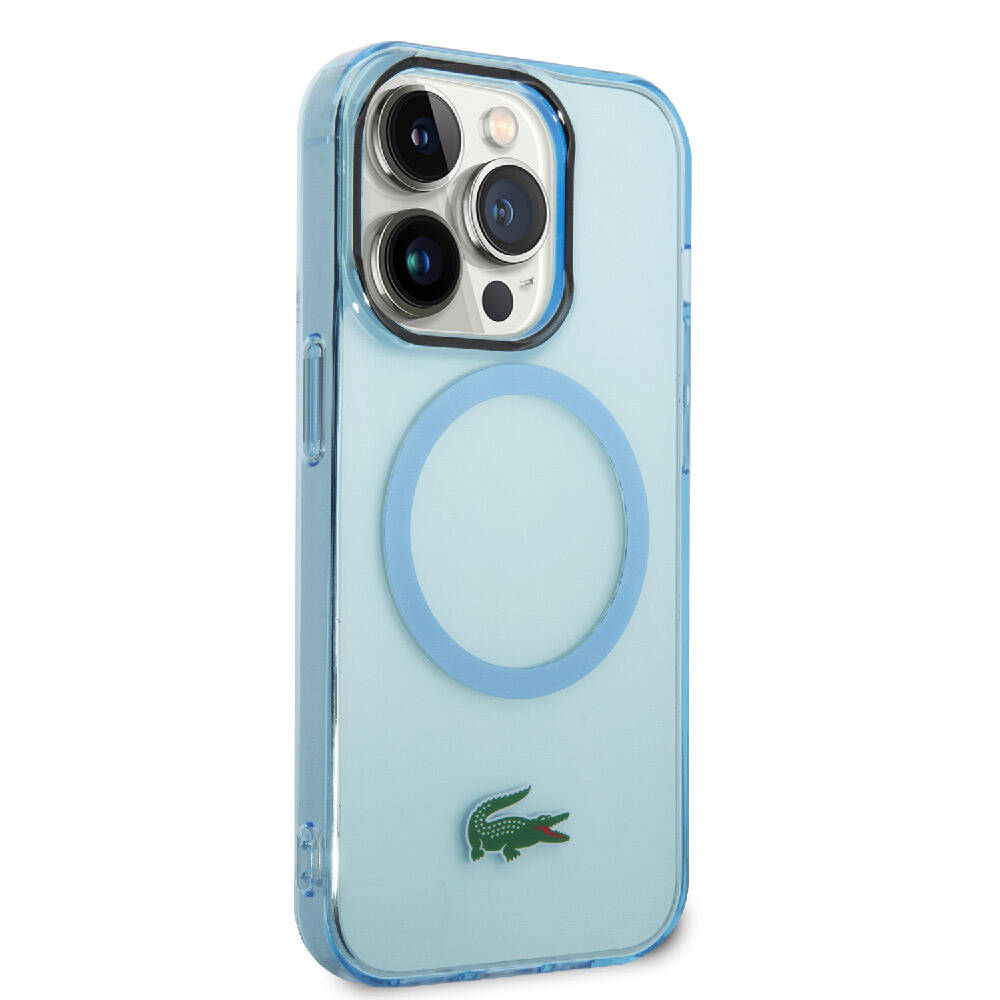 Apple iPhone 15 Pro Max Kılıf Lacoste Orjinal Lisanslı M-safe Şarj Özellikli Transparan Timsah Logo Baskılı Kapak
