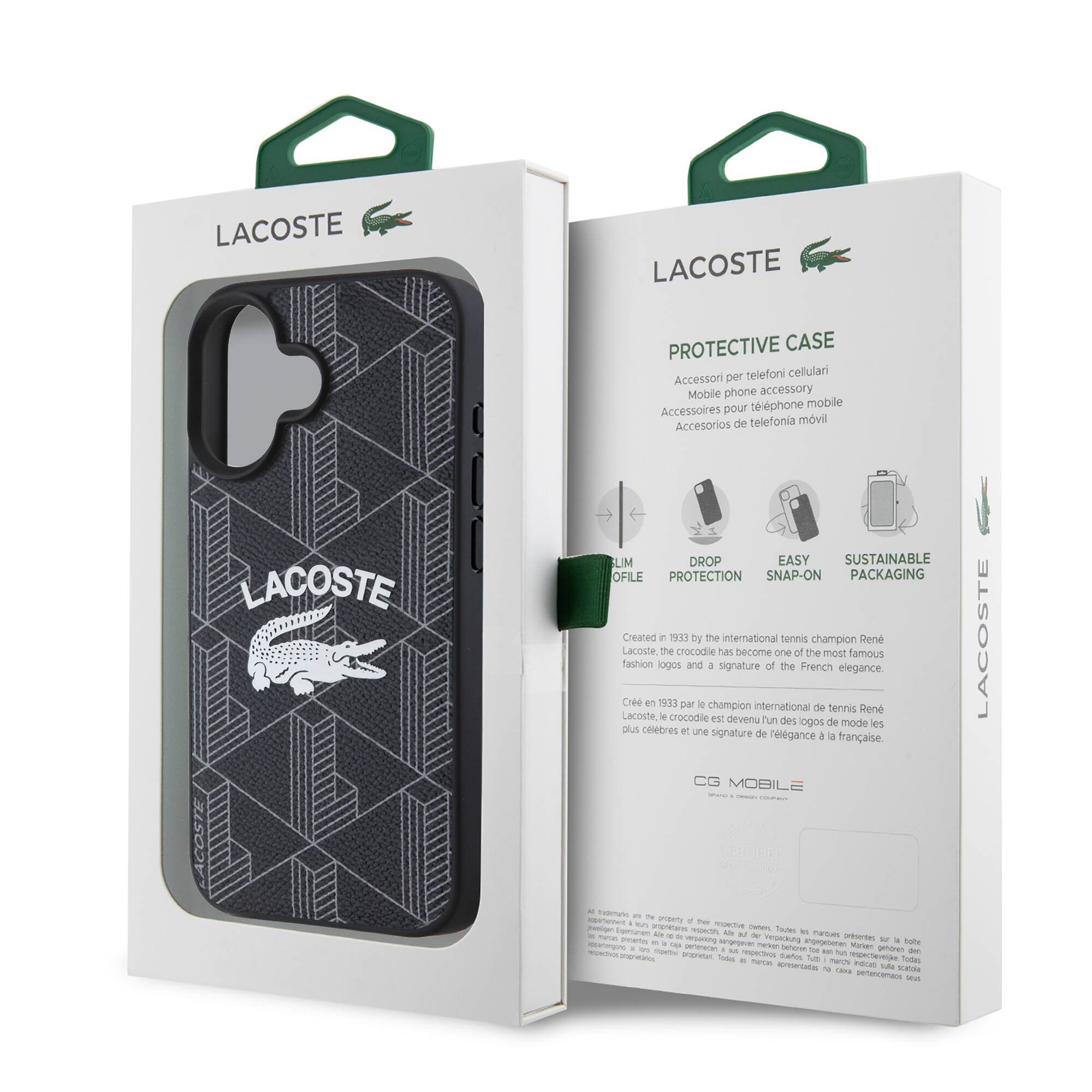 Apple iPhone 16 Kılıf Lacoste Orjinal Lisanslı M-safe Şarj Özellikli Mono Vintage Logo Kapak