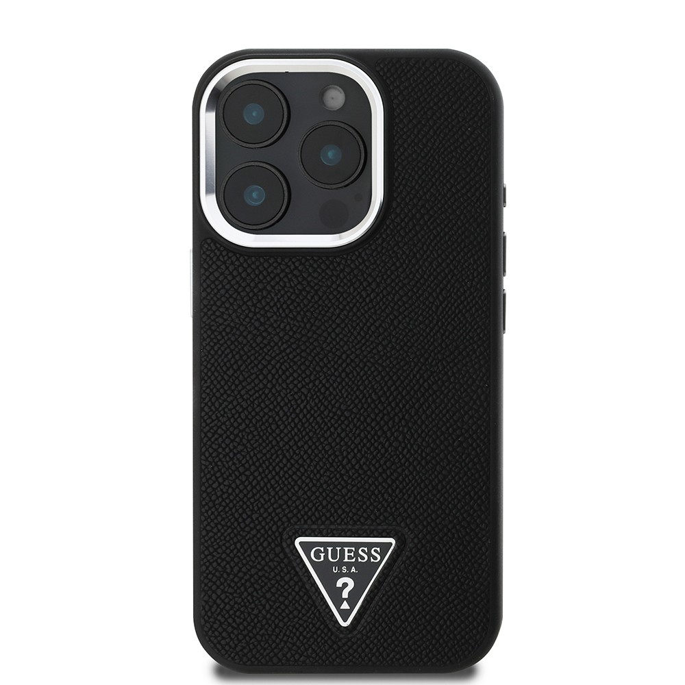 Apple iPhone 13 Pro Max Kılıf Guess Orjinal Lisanslı M-safe Şarj Özellikli Grained Triangle Kapak