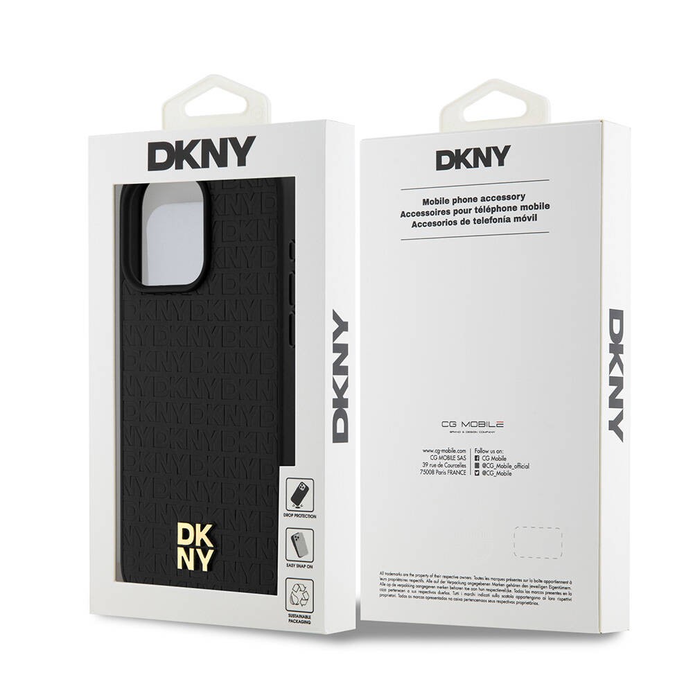 iPhone 15 Pro Max Kılıf DKNY Orjinal Lisanslı Magsafe Şarj Özellikli 3D Yazılı Repeat Pattern Kılıf