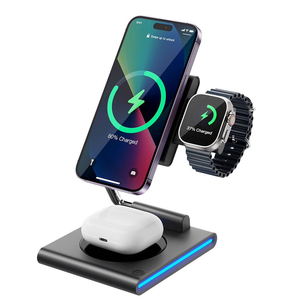 Wiwu Wi-W023 Geek 3in1 Hareketli Başlık Kablosuz Şarj Standı