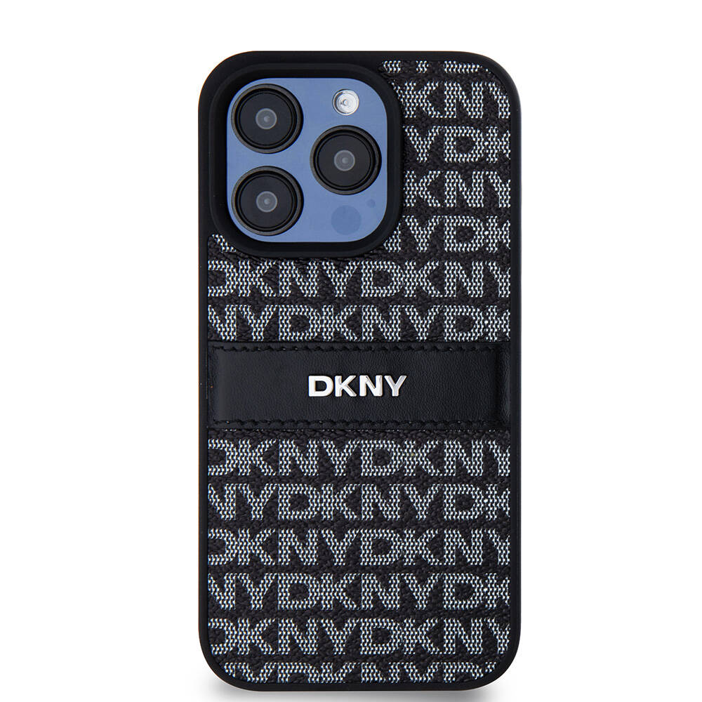 Apple iPhone 15 Pro Kılıf DKNY Orjinal Lisanslı 3D Yazılı Repeat Texture Pattern Kapak