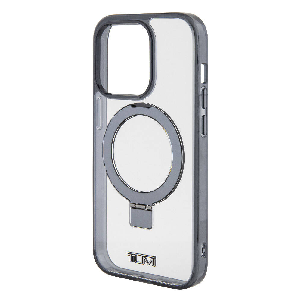 Apple iPhone 15 Pro Kılıf TUMI Orjinal Lisanslı M-safe Şarj Özellikli Metal Logolu Ring Standlı Silikon Kapak