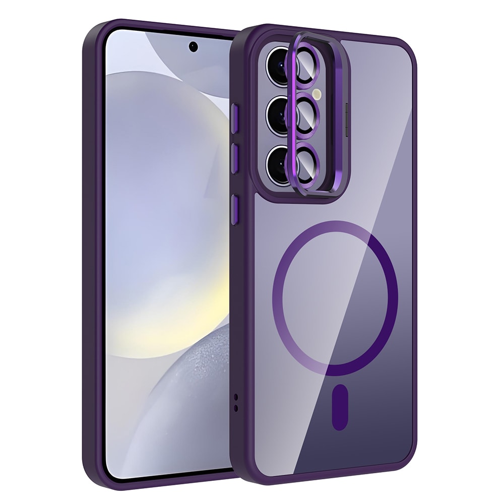 Galaxy S24 Plus Kılıf Standlı ve Kamera Lens Hediyeli M-Safe Şarj Özellikli Zore Etro Kapak